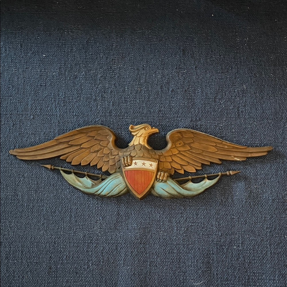 Vintage Eagle Wall Decor in Brown and Blue